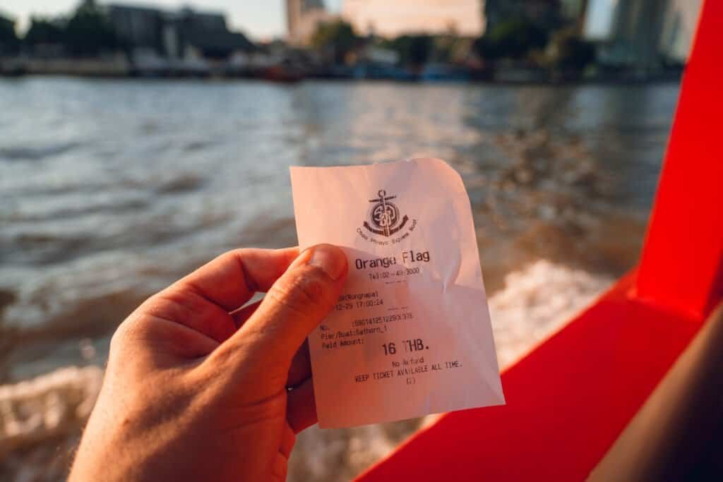 Orange Flag boat ticket for the Chao Phraya River in Bangkok